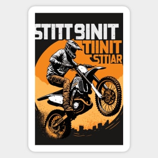 Dirt bike wheelie - orange background Sticker